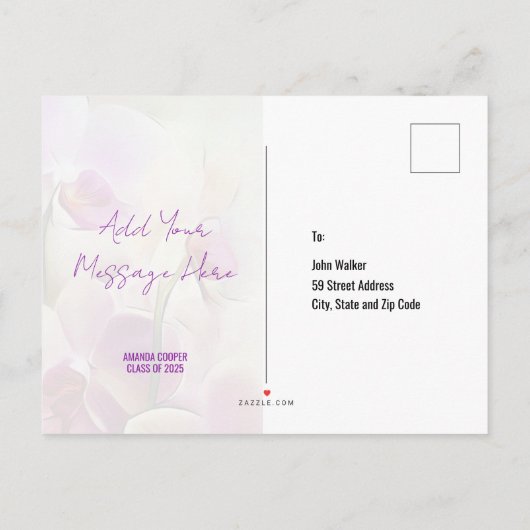 おしゃれでユニークな卒業式の感謝を伝えるポストカード 案内ポストカード (裏面)