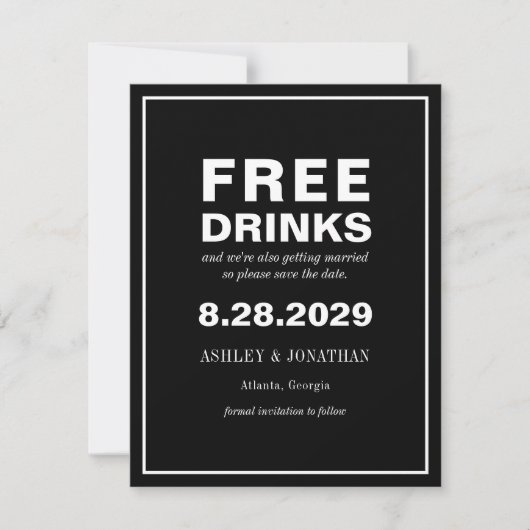 おしゃれでユニークな結婚式のSave the Dateカード(写真付き) セーブザデート (正面)