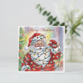 おしゃれでユーモアのあるモダンでシンプルなキュートなサンタクロース カード (スタンド正面)