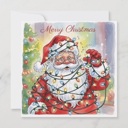 おしゃれでユーモアのあるモダンでシンプルなキュートなサンタクロース カード (正面)