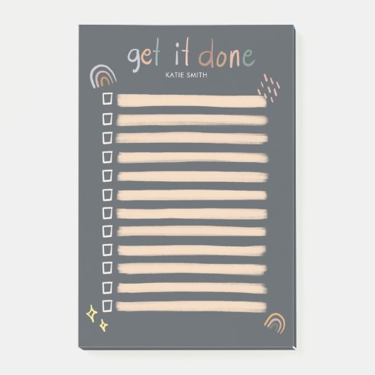 おしゃれでラフな虹と星のやることリスト ポストイット (正面)