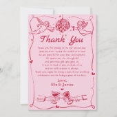 おしゃれでレトロな手描きの結婚式のお礼カード サンキューカード (正面)