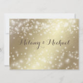 おしゃれでロマンチックなスパークル ゴールドのウェディング 招待状 (裏面)