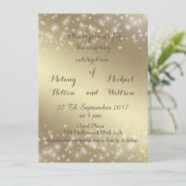 おしゃれでロマンチックなスパークル ゴールドのウェディング 招待状 (スタンド正面)