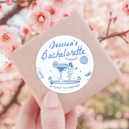 おしゃれで個性的な手描きビーチ バチェロレッテ ラウンドシール