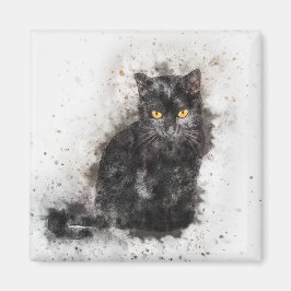 おしゃれで可愛い 黒猫 悲しげな写真 マグネット