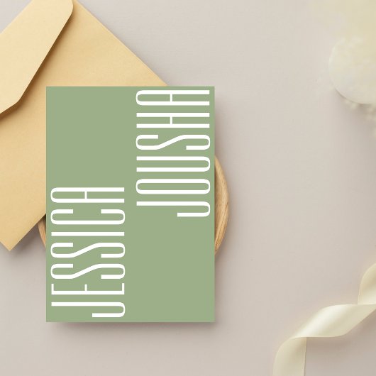 おしゃれで大胆な名前のタイポグラフィー ウルトラモダンウェディング 招待状