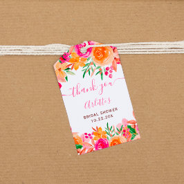 おしゃれで大胆な秋の花の水彩画を使ったウェディングシャワーのお祝い ギフトタグ