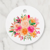 おしゃれで大胆な秋の花の水彩画を使ったウェディングシャワーのお祝い フェイバータグ (裏面)