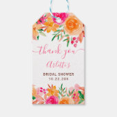 おしゃれで大胆な秋の花の水彩画を使った結婚前お披露目パーティー ギフトタグ (正面)
