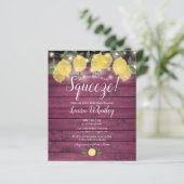 おしゃれで安いブライダルシャワーの招待状 レモンと木の背景 (スタンド正面)