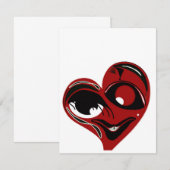 おしゃれで抽象的な赤いハートのラブバレンタインカード ノートカード (正面/裏面)