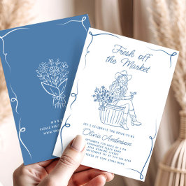 おしゃれで新鮮な市場からインスパレーションを得たブライダルシャワー 招待状