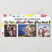 おしゃれで楽しいオールインクルーシブな3枚の写真付きプライマリーカラー シーズンカード (正面/裏面)