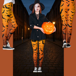 おしゃれで楽しいハロウィン限定のスタイリッシュコウモリ柄 レギンス