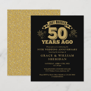 おしゃれで楽しい50周年結婚記念日招待状(予算プラン)