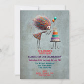 おしゃれで気まぐれな誕生日の女の子 招待状 (正面)