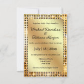 おしゃれで洗練されたレトロディスコゴールドメタリックウェディング 招待状 (正面)