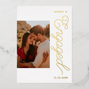 おしゃれで特別なホリデーカード 結婚の報告 箔シーズンカード
