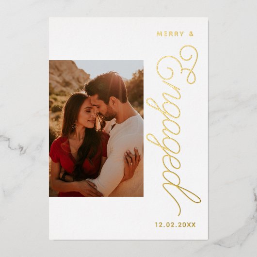 おしゃれで特別なホリデーカード 結婚の報告 箔シーズンカード (正面)