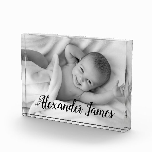 おしゃれで特別な赤ちゃんの名前と写真のギフト フォトブロック (右)