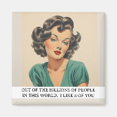 おしゃれで皮肉な面白いレトロな50年代の名言ステッカー マグネット (正面)