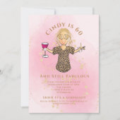 おしゃれで素敵な60歳の誕生日 ブッシュピンクゴールド 60歳の誕生日 招待状 (正面)