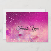 おしゃれで遊び心のあるピンクのオンブルグリッター サンキューカード (正面)