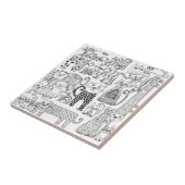 おしゃれで遊び心のある黒と白の猫の模様 タイル (側面)