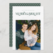 おしゃれで陽気な青いクリスマスホリデーカード シーズンカード (正面/裏面)