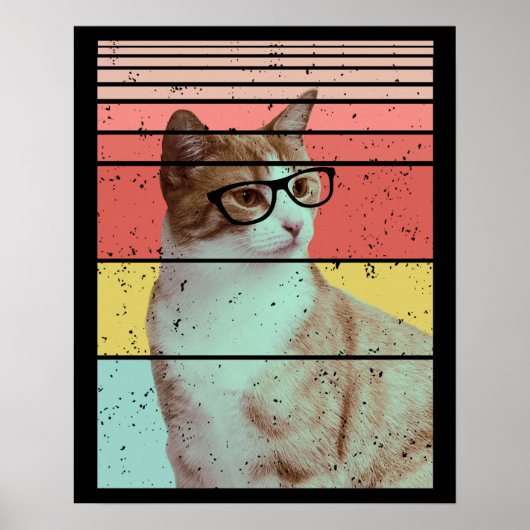おしゃれで面白いかわいい猫のビンテージ ポスター (正面)