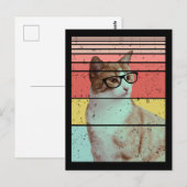 おしゃれで面白いかわいい猫のビンテージ ポストカード (正面/裏面)