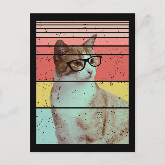 おしゃれで面白いかわいい猫のビンテージ ポストカード (正面)