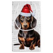 おしゃれで面白いダックスフンド好きのためのクリスマス スモールペーパーバッグ (裏面)