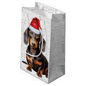 おしゃれで面白いダックスフンド好きのためのクリスマス スモールペーパーバッグ (裏面アングル)