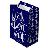 おしゃれで面白い海のテーマのバチェロレッテパーティーグッズ - 「Let's Get Nauti」 ミディアムペーパーバッグ (裏面アングル)