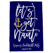 おしゃれで面白い航海テーマのハッピーエンドパーティー ミディアムペーパーバッグ (正面)