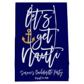 おしゃれで面白い航海テーマのハッピーエンドパーティー ミディアムペーパーバッグ (裏面)