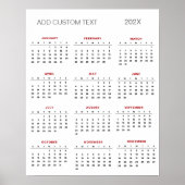 おしゃれなあなただけのカスタムテキスト 2025カレンダー ポスター (正面)