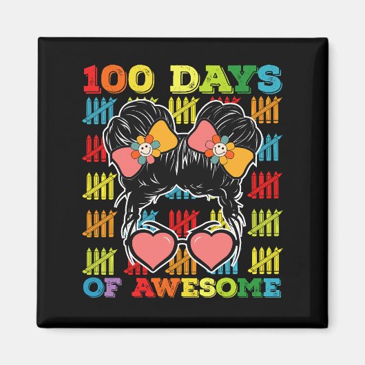おしゃれなおだんごヘアの100日記念日 マグネット (正面)