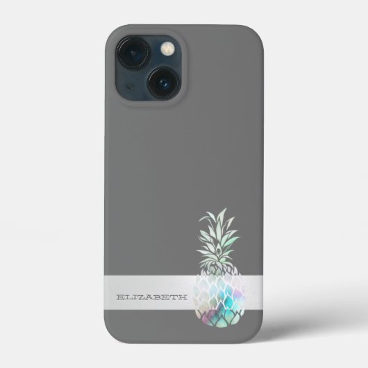 おしゃれなかわいいパイナップル、ストライプ - 名前入り  Case-Mate iPhoneケース (裏面)