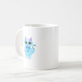 おしゃれなかわいい淡青色の子猫 コーヒーマグカップ (正面左)