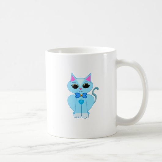 おしゃれなかわいい淡青色の子猫 コーヒーマグカップ (右)