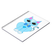 おしゃれなかわいい淡青色の子猫 ノートブック (左側)