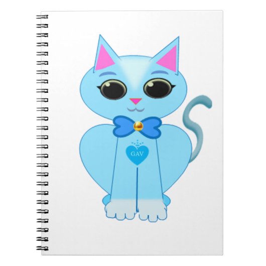 おしゃれなかわいい淡青色の子猫 ノートブック (正面)