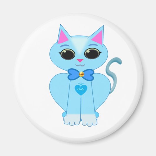 おしゃれなかわいい淡青色の子猫 マグネット (正面)