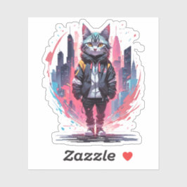 おしゃれなかわいい猫のデザイン シール