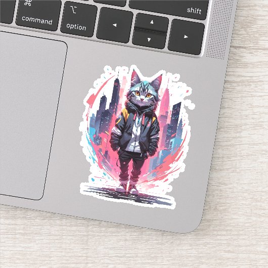 おしゃれなかわいい猫のデザイン シール (詳細)