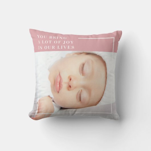 おしゃれなかわいい赤ちゃんの写真 | ピンク&ホワイト | 名言 クッション (正面)