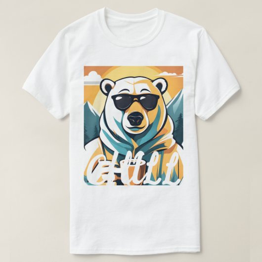 おしゃれなくま くつろぐホッキョクグマ コーヒー Tシャツ (デザイン正面)